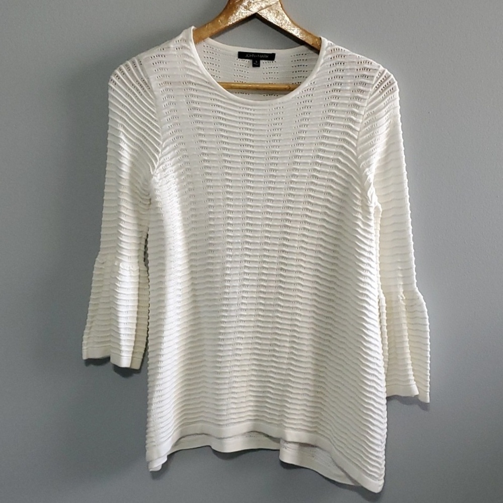 John Mark Sweater Top women’s size small perforated bell sleeve higher end brand